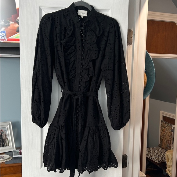 Choklate Paris Dresses & Skirts - Elegant Black Eyelet Dress with Ruffles
